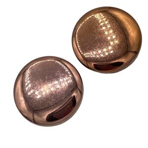 Vintage RENOIR MCM oversized button copper high polish clip on earrings